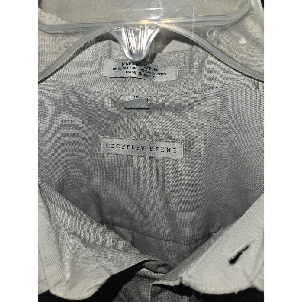 Geoffrey Beene Fitted Sateen Gray Dress Shirt Sz 18 - Picture 3 of 3